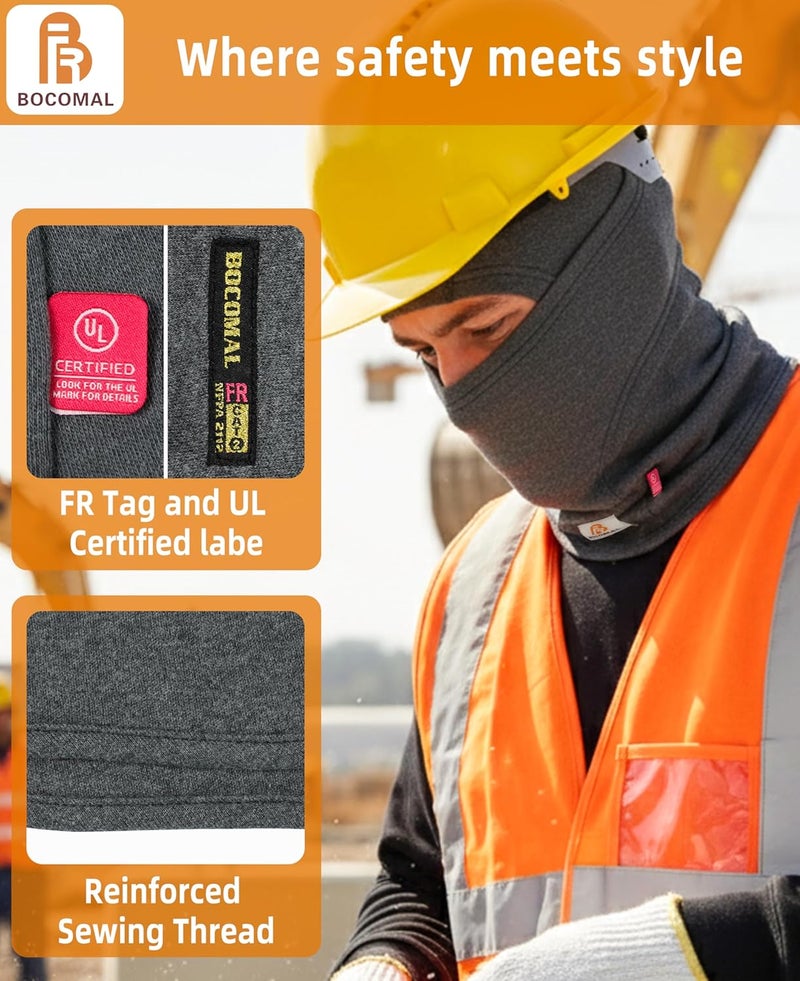 BOCOMAL FR Flame Resistant Balaclava Face Mask Arc Rated NFPA2112 CAT2 Helmet Liner Covering Hood for Welding - Image 3